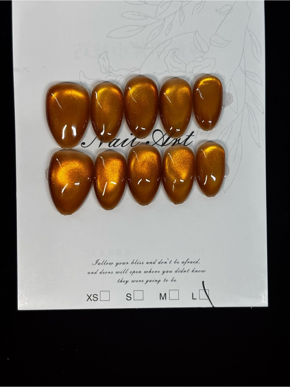 Metallic Amber Press On Nail Set